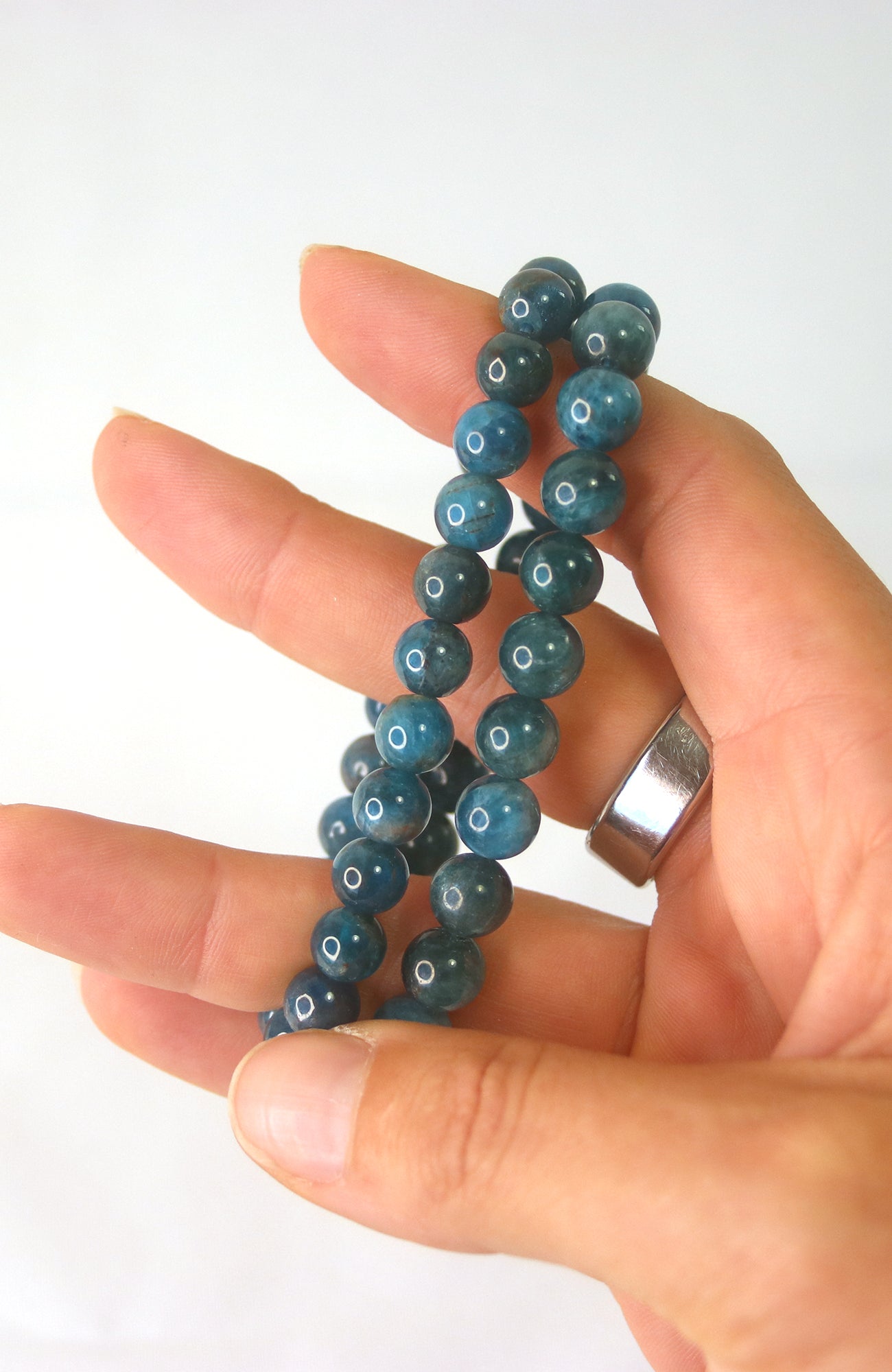 Blue Apatite 8mm Bead Bracelet 496